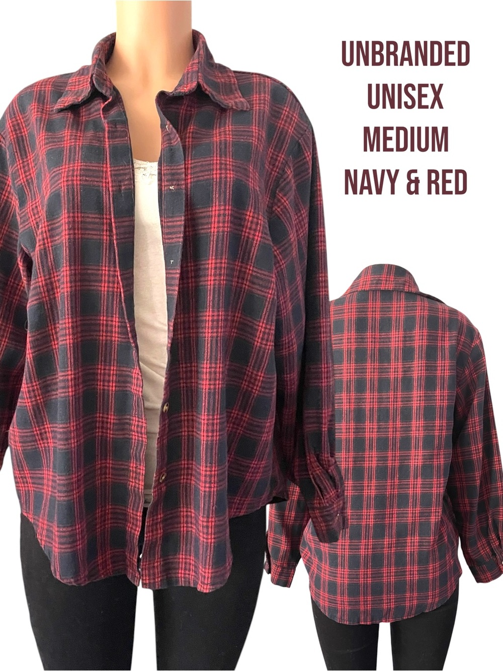 💙4/$28💙 Red & Navy Plaid Flannel Shirt Unisex Medium